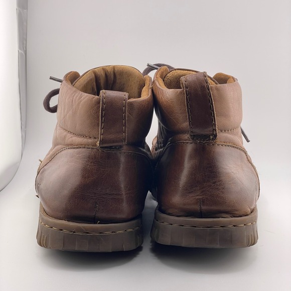 Mens Born Brown Leather Lace Up Ankle Boots Moc Toe Casual Comfortable - Picture 6 of 15